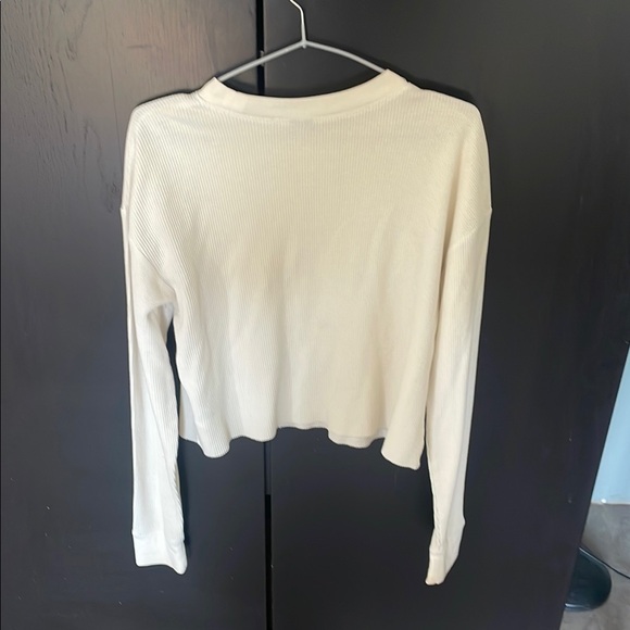 Wild Fable Cream Ribbed Crop Sweatshirt - Picture 3 of 3
